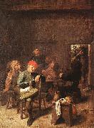 Adriaen Brouwer Peasants Smoking and Drinking painting